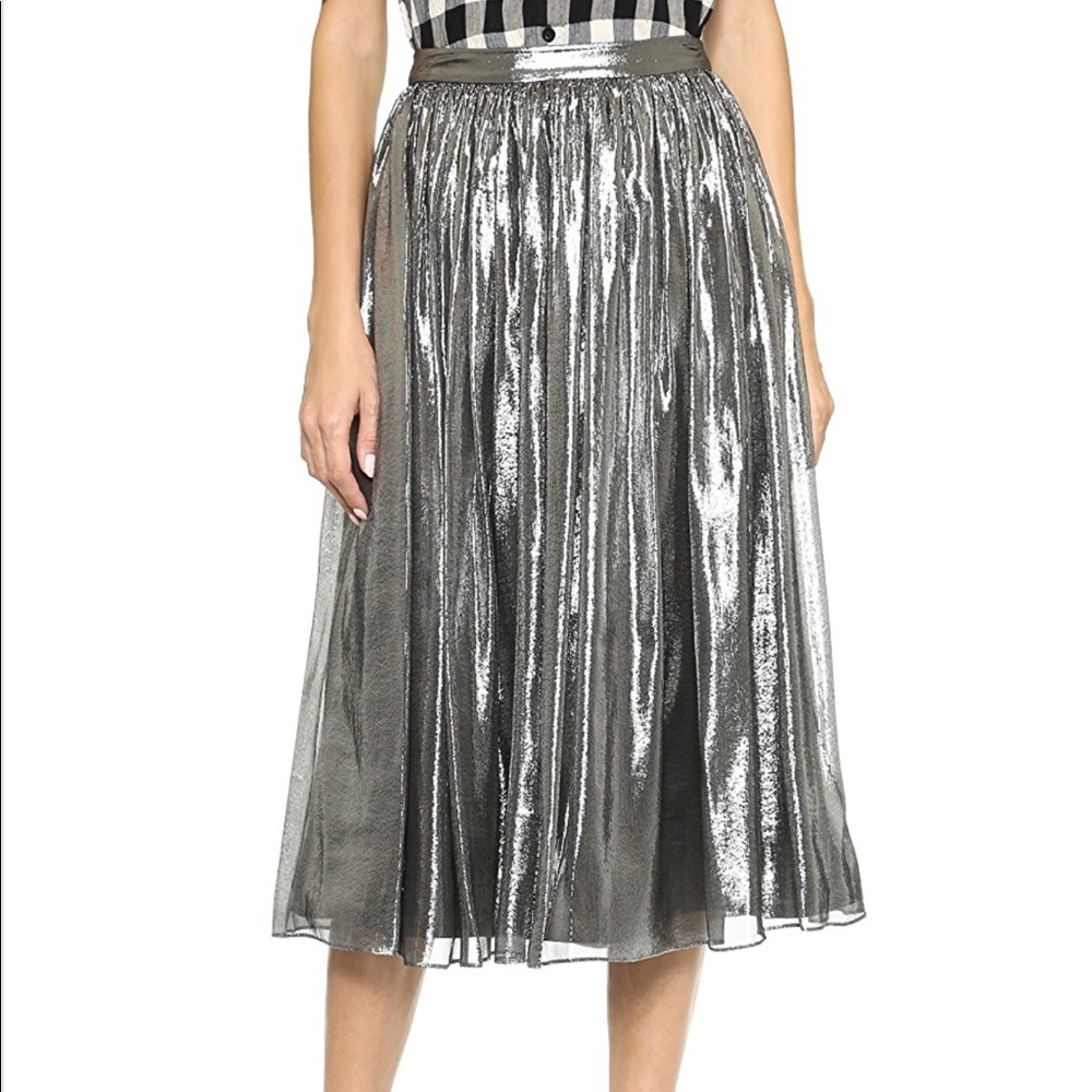 Alice + Olivia Metallic Pleated Skirt